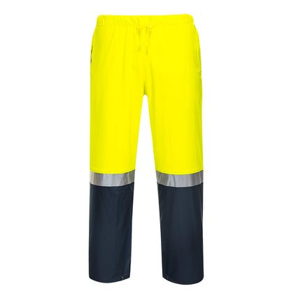 Portwest Huski Farmers Hi-Vis Contrast Rain Pants in Yellow/Navy