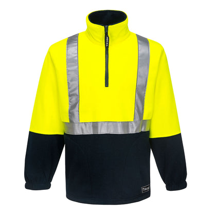Portwest Huski Utility Hi-Vis Contrast 1/4 Zip Polar Fleece in Yellow/Navy