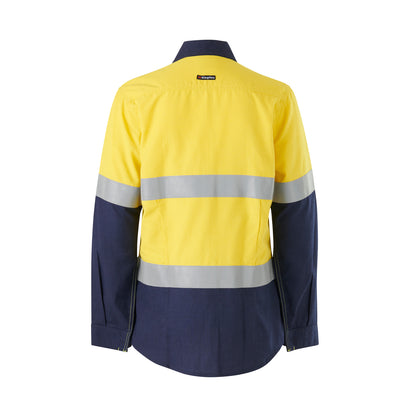 King Gee K84002 Womens Shieldtec LENZING FR Hi-Vis Spliced Open Front Taped Shirt PPE2