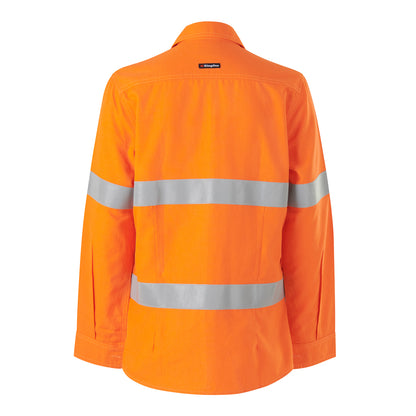 King Gee K84003 Womens Shieldtec LENZING FR Hi-Vis Open Front Taped Shirt PPE2
