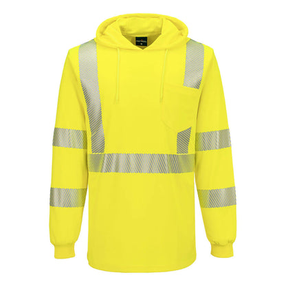 Portwest Hi-Vis Lightweight Hooded T-Shirt L/S in Yellow