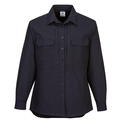 Portwest Women's Utility Stretch Long Sleeve Shirt in Black