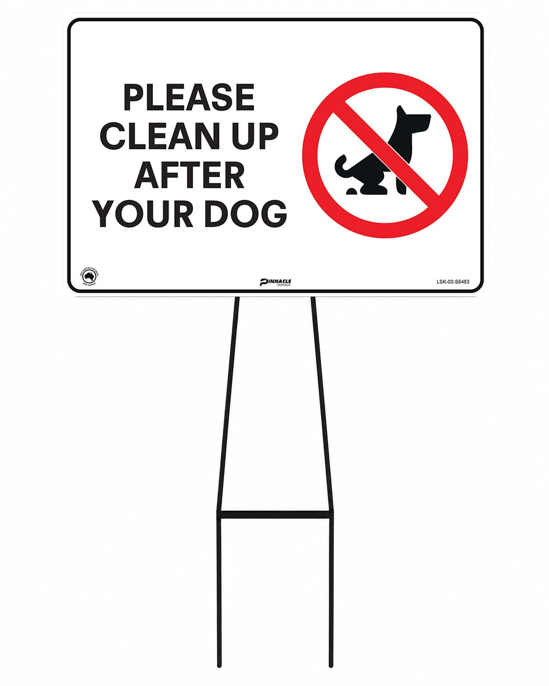 Max Global Products LSK-01-S6483 Bull Stake Lawn Sign Kit, Please Clean Up After Your Dog, Tall, 400 x 300mm Sign