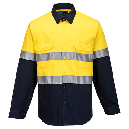 Portwest Hobart Hi-Vis Contrast Shirt L/S in Yellow/Navy