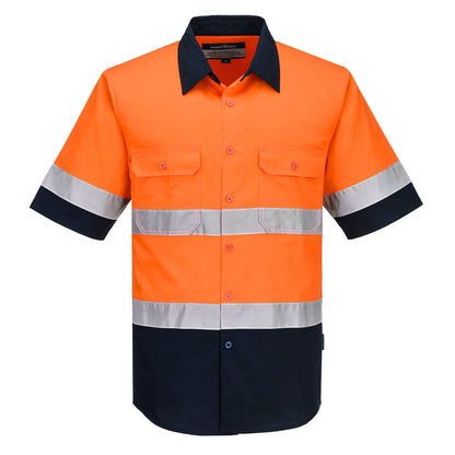 Portwest Industrial Hi-Vis Lightweight Contrast Shirt S/S in Orange/Navy