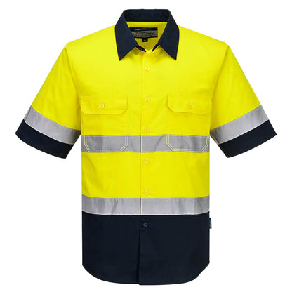 Portwest Industrial Hi-Vis Lightweight Contrast Shirt S/S in Yellow/Navy