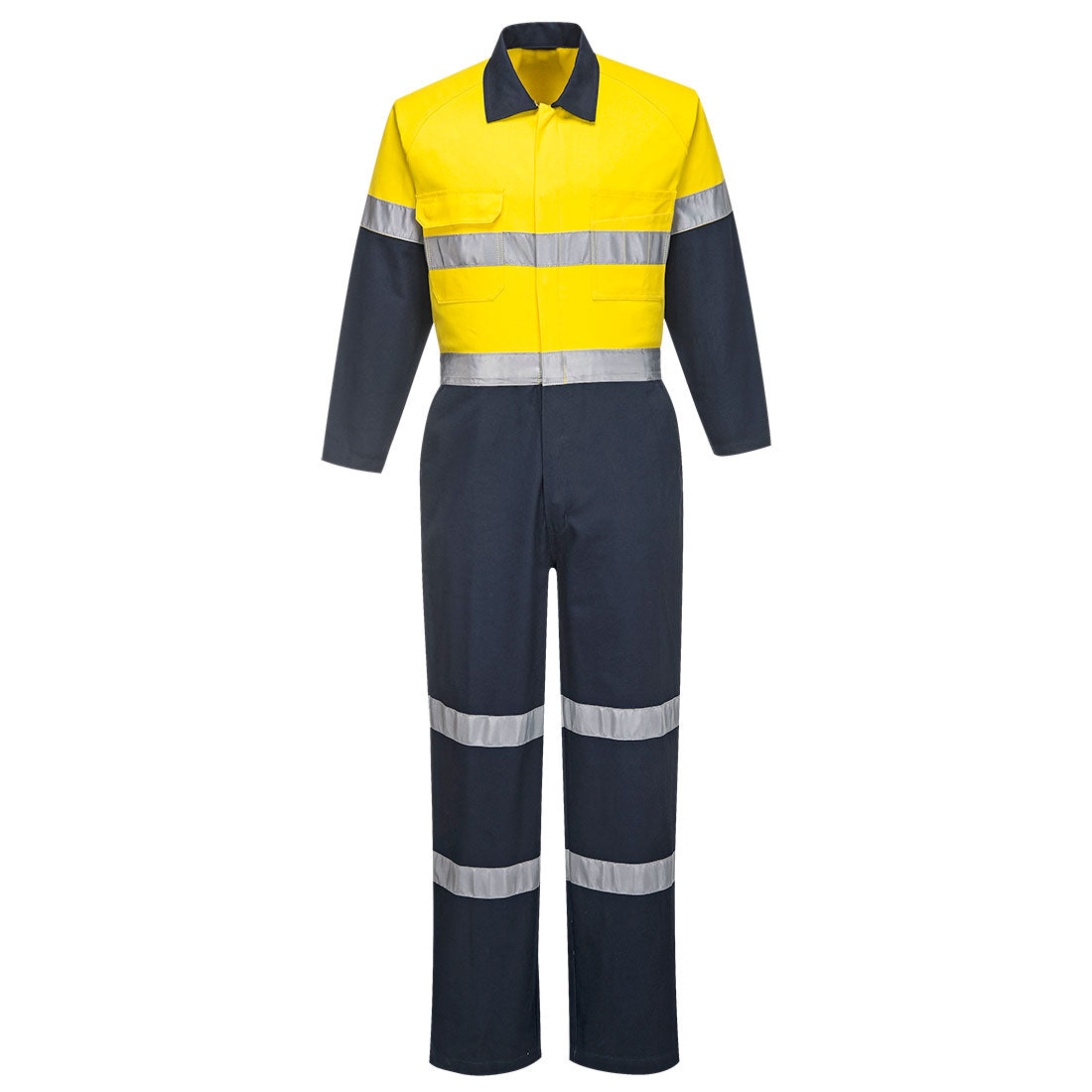 Portwest Hi-Vis Lightweight Contrast Coverall in Yellow/Navy