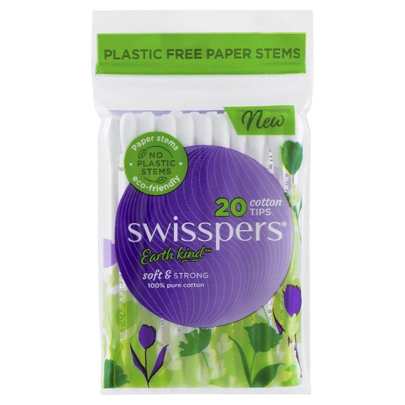 MCPHERSON'S MC72513 Swisspers Cotton Tips Paper Stem Pack of 20