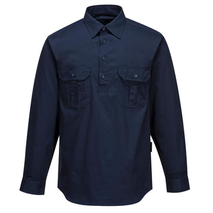 Portwest Adelaide Shirt, Long Sleeve, Light Weight in Navy