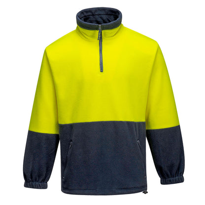 Portwest Hi-Vis Contrast 1/4 Zip Class D Polar Fleece in Yellow/Navy