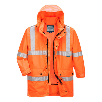 Portwest Argyle Hi-Vis Rain Traffic Jacket in Orange