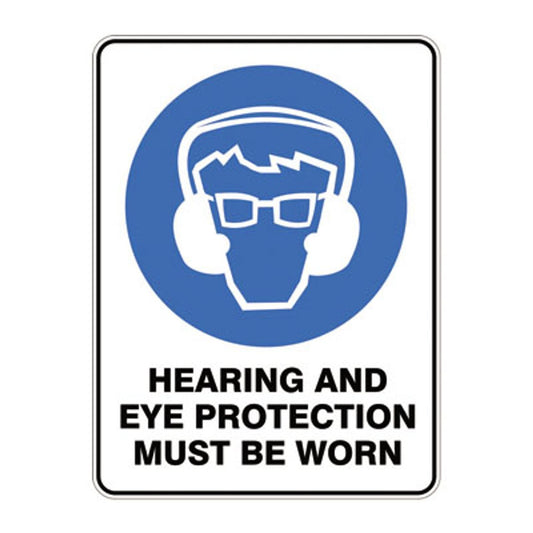 Pratt Safety PM11M Hearing & Eye Protection Sign, Metal, 450 x 600mm