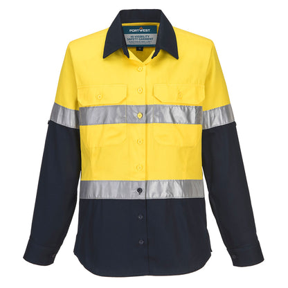 Portwest Hi-Vis Women's Contrast Shirt L/S in Yellow/Navy