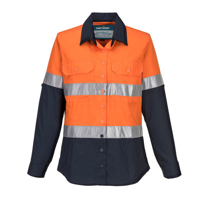 Portwest Hi-Vis Women's Lightweight Contrast Shirt L/S in Orange/Navy