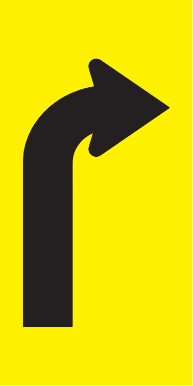 Max Global Products MM803 Right Curve (Symbolic), Multi Message , Class 1 Refl. Sign