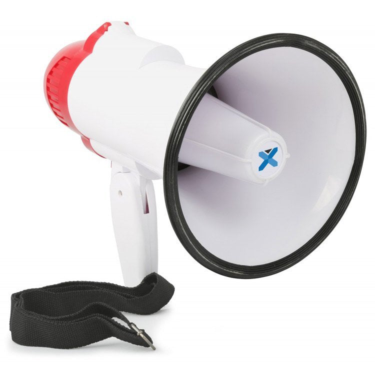 Max Global Products MP-HW-8 Hand-Held Megaphone, 20W with Siren, White/Red