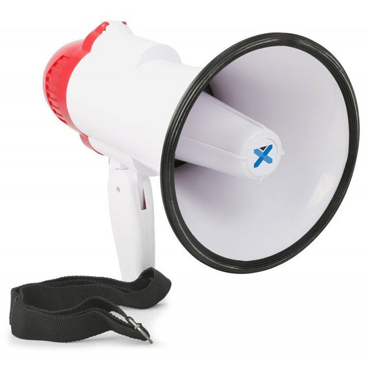 Max Global Products MP-HW-8 Hand-Held Megaphone, 20W with Siren, White/Red