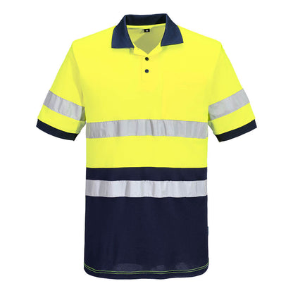 Portwest Hi-Vis Class D/N Contrast Polo shirt S/S in Yellow/Navy