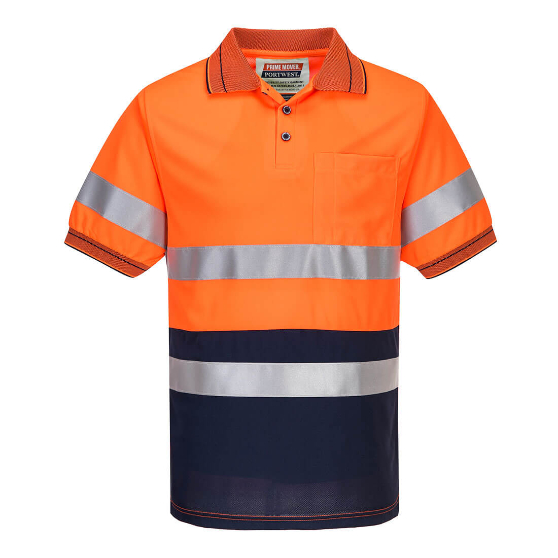 Portwest Hi-Vis Contrast Polo Shirt S/S in Orange/Navy