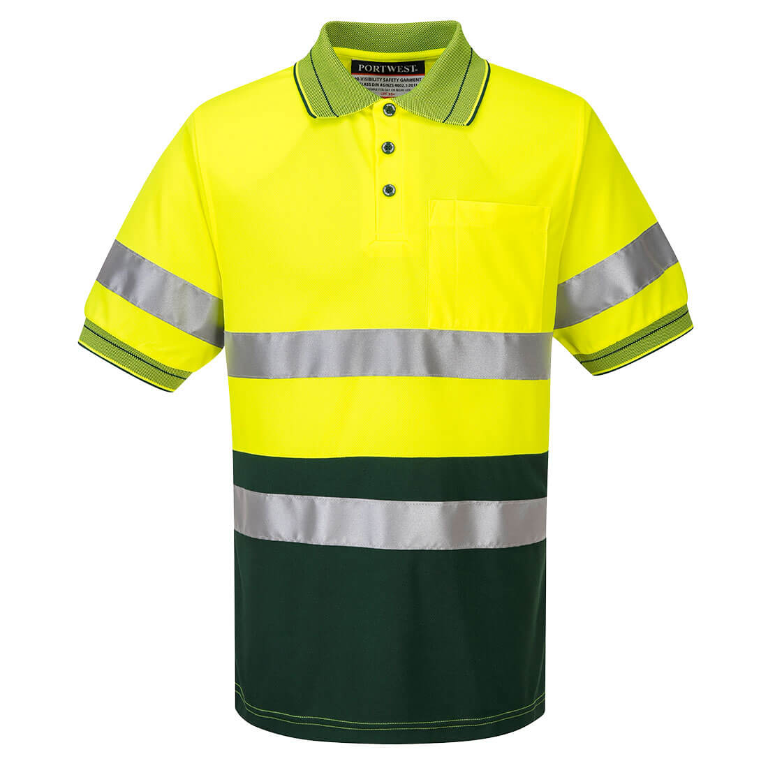 Portwest Hi-Vis Contrast Polo Shirt S/S in Yellow/Green
