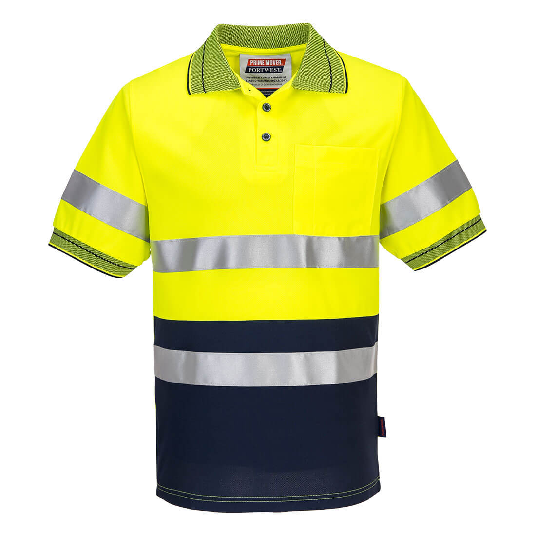 Portwest Hi-Vis Contrast Polo Shirt S/S in Yellow/Navy