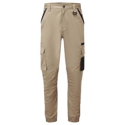 Portwest KX3 Stretch Slim Fit Cuffed Work Pants in Sand