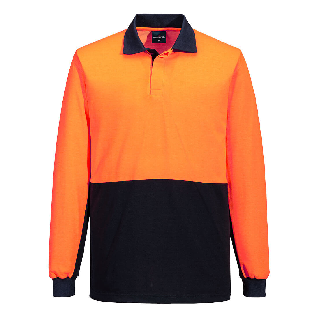 Portwest Hi-Vis Contrast Class D Polo Shirt L/S in Orange/Navy