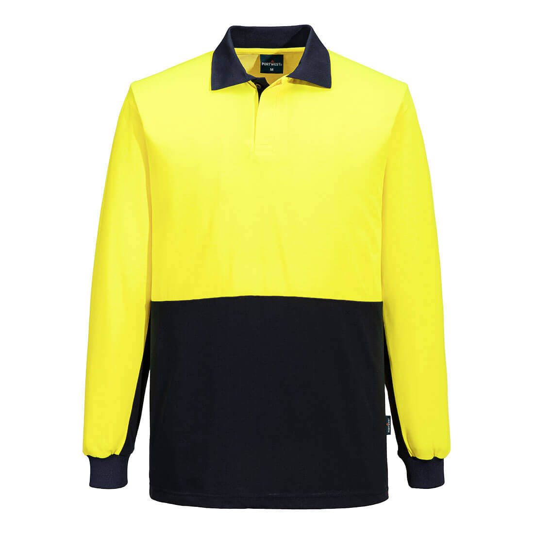 Portwest Hi-Vis Contrast Class D Polo Shirt L/S in Yellow/Navy