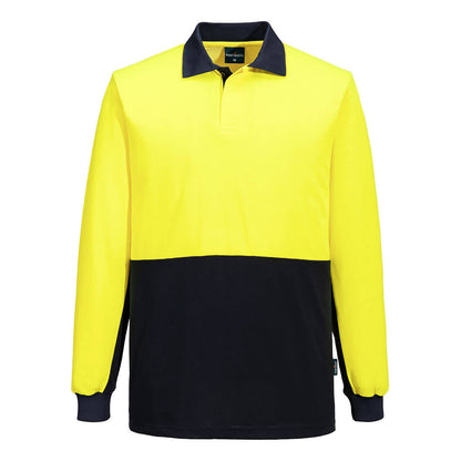 Portwest Hi-Vis Contrast Class D Polo Shirt L/S in Yellow/Navy