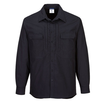 Portwest Utility Stretch Long Sleeve Shirt in Black