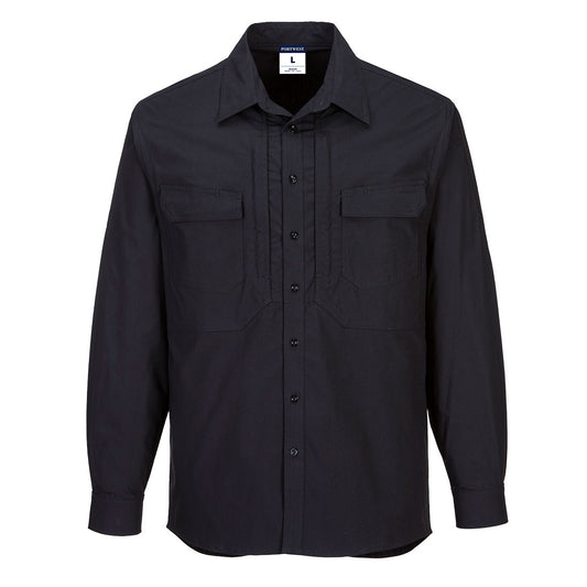Portwest Utility Stretch Long Sleeve Shirt in Black