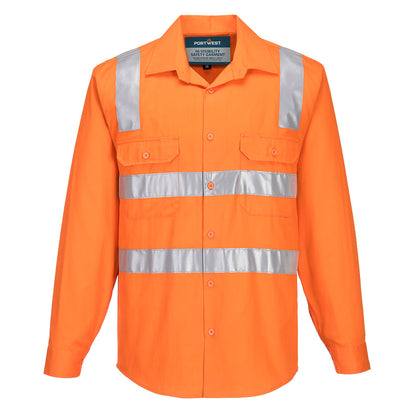 Portwest Perth Hi-Vis Shirt L/S in Orange