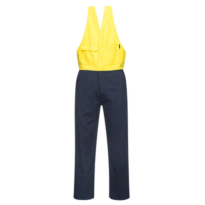 Portwest Regular Weight Action Back Overalls in Yellow/Navy