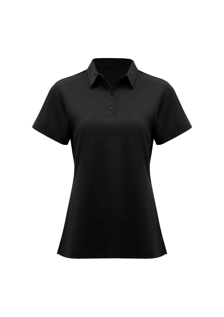 BizCollection P515LS Womens Lotus Short Sleeve Polo - Black