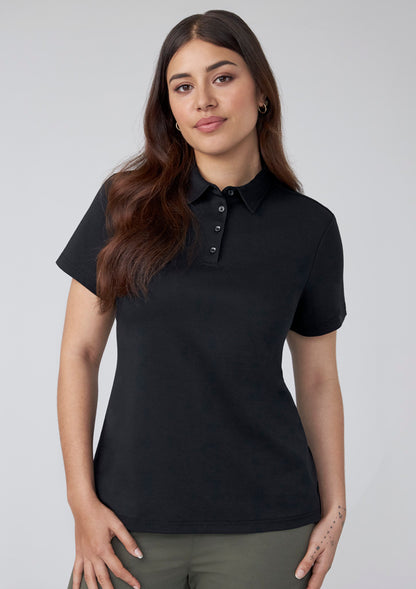BizCollection P515LS Womens Lotus Short Sleeve Polo - Black