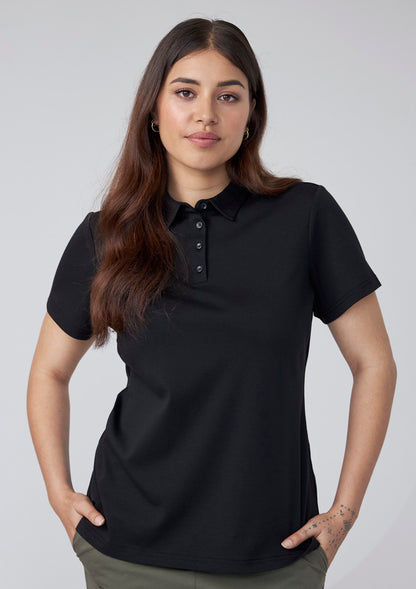 BizCollection P515LS Womens Lotus Short Sleeve Polo - Black