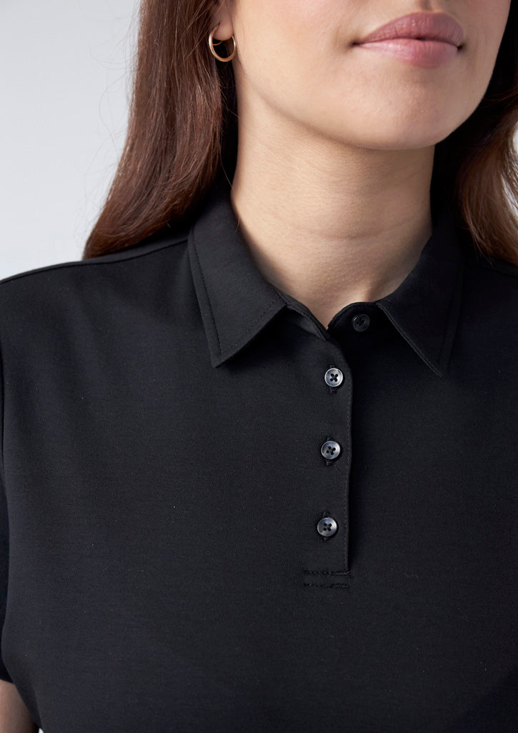 BizCollection P515LS Womens Lotus Short Sleeve Polo - Black