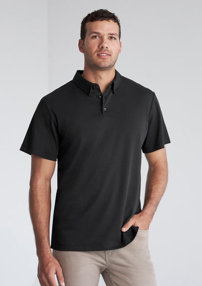 BizCollection P515MS Mens Lotus Short Sleeve Polo - Black