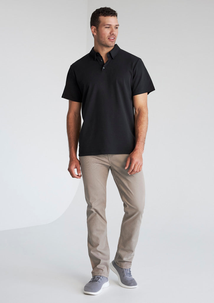BizCollection P515MS Mens Lotus Short Sleeve Polo - Black