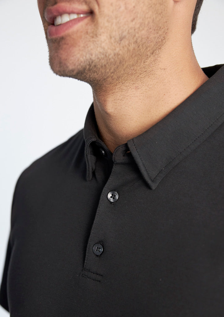 BizCollection P515MS Mens Lotus Short Sleeve Polo - Black
