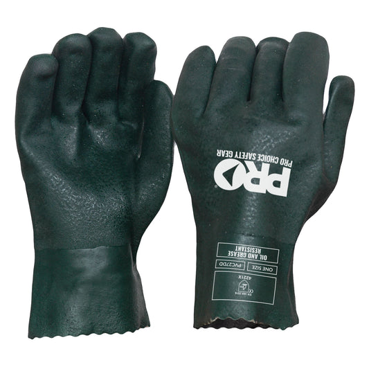 Pro Choice Safety Gear 27cm Green Double Dipped PVC Gloves Large