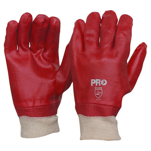 Pro Choice Safety Gear 27cm Red PVC / Knit Wrist Gloves Large