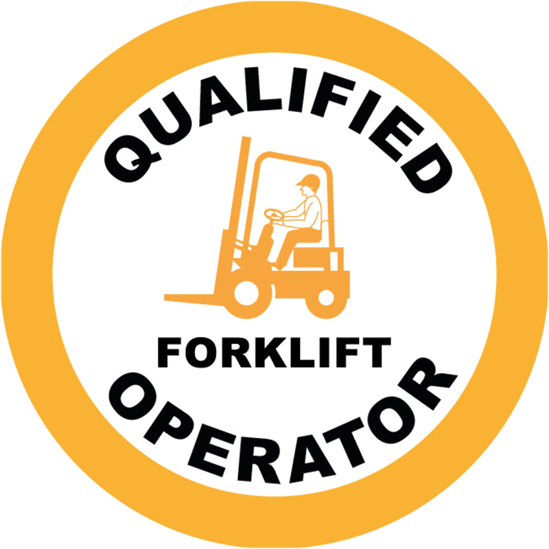 Max Global Products S9103 Qualified Forklift Operator, Round Hardhat Stickers, Pack/12 Sign