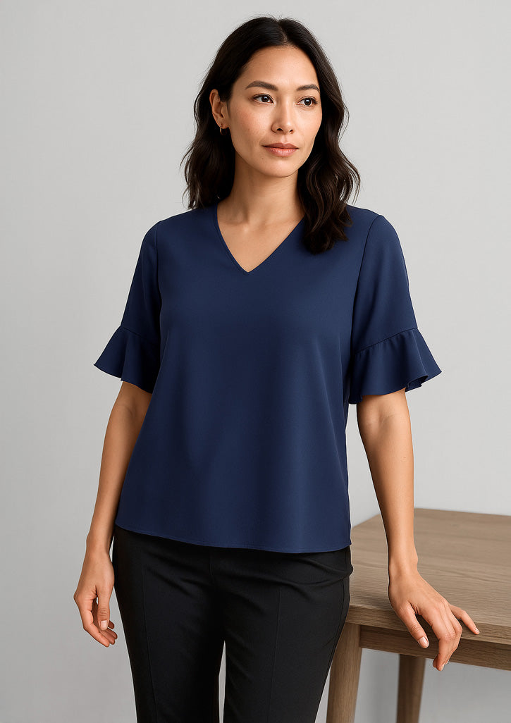 BizCorporate RB966LS Womens Aria Fluted Sleeve Blouse