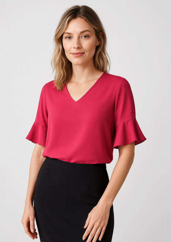 BizCorporate RB966LS Womens Aria Fluted Sleeve Blouse