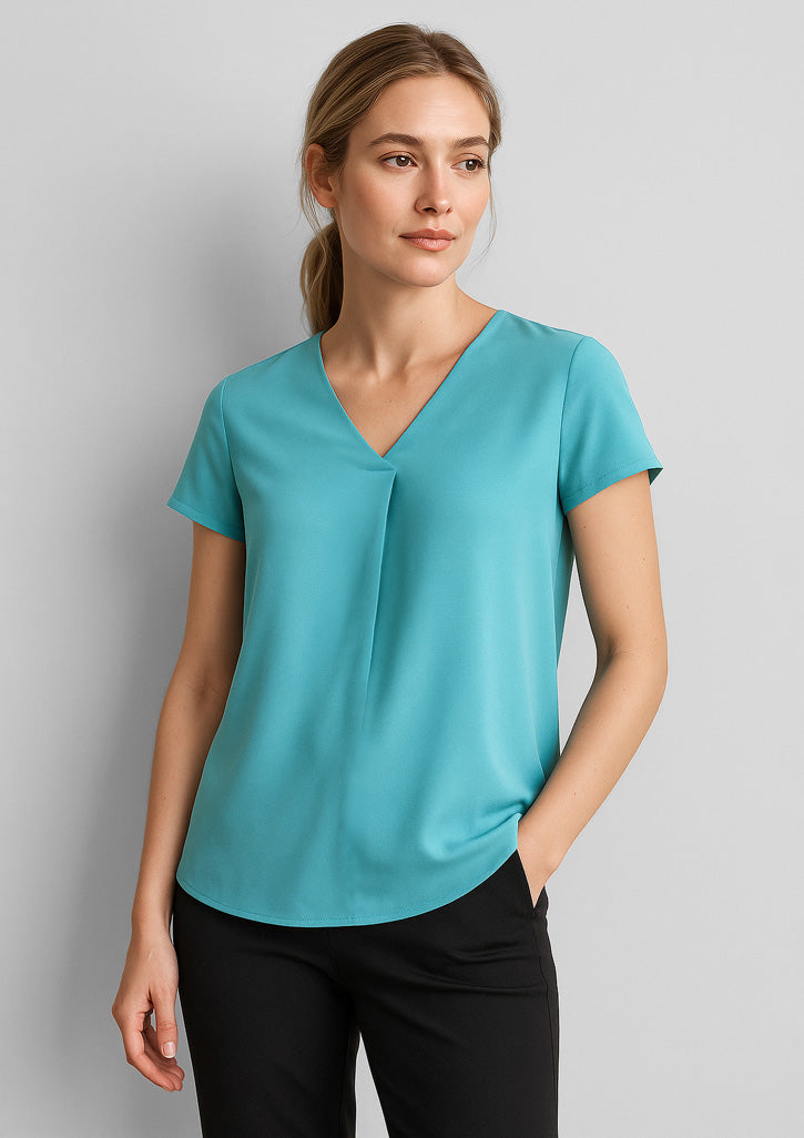 BizCorporate RB967LS Womens Kayla V-Neck Pleat Blouse
