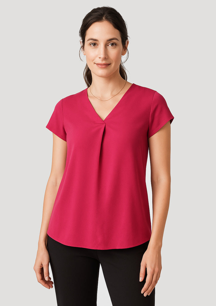 BizCorporate RB967LS Womens Kayla V-Neck Pleat Blouse
