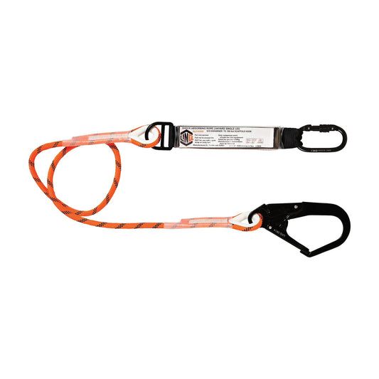 LINQ Height Safety Single Leg Kernmantle 2M Shock Absorb Rope Lanyard with Hardware KS & SD