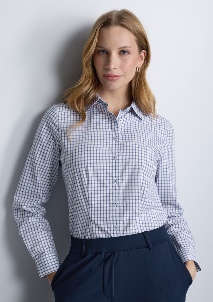 BizCorporate RS670WL Womens Noah Long Sleeve Shirt - White/Blue