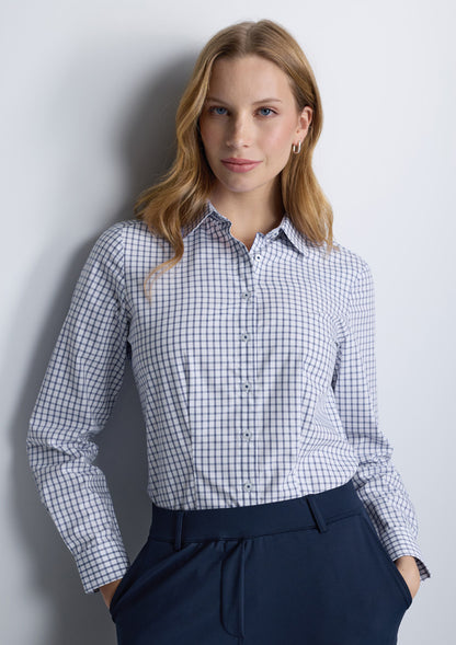 BizCorporate RS670WL Womens Noah Long Sleeve Shirt - White/Blue